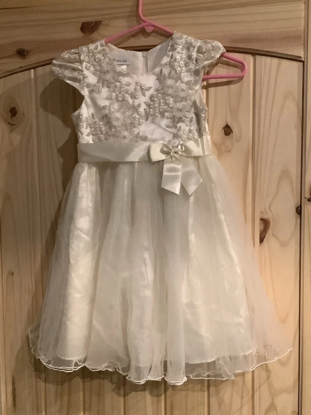 Bonnie Jean Ivory Lace Tulle Dress with Satin Bow